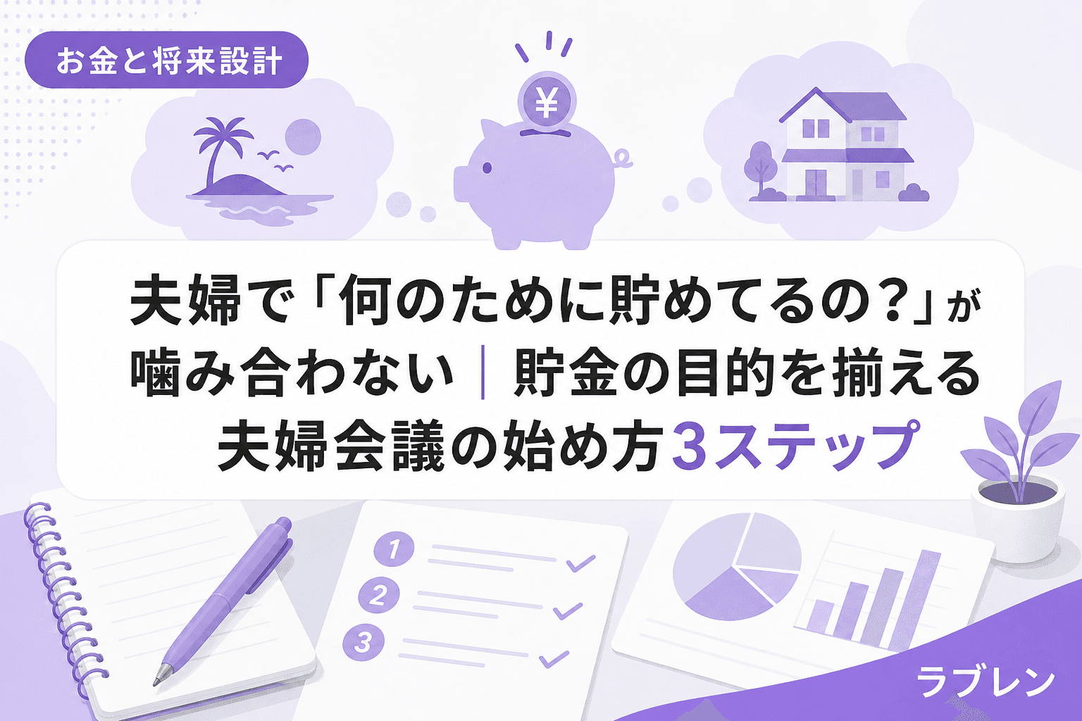 夫婦で「何のために貯めてるの?」が噛み合わない|貯金の目的を揃える夫婦会議の始め方3ステップ