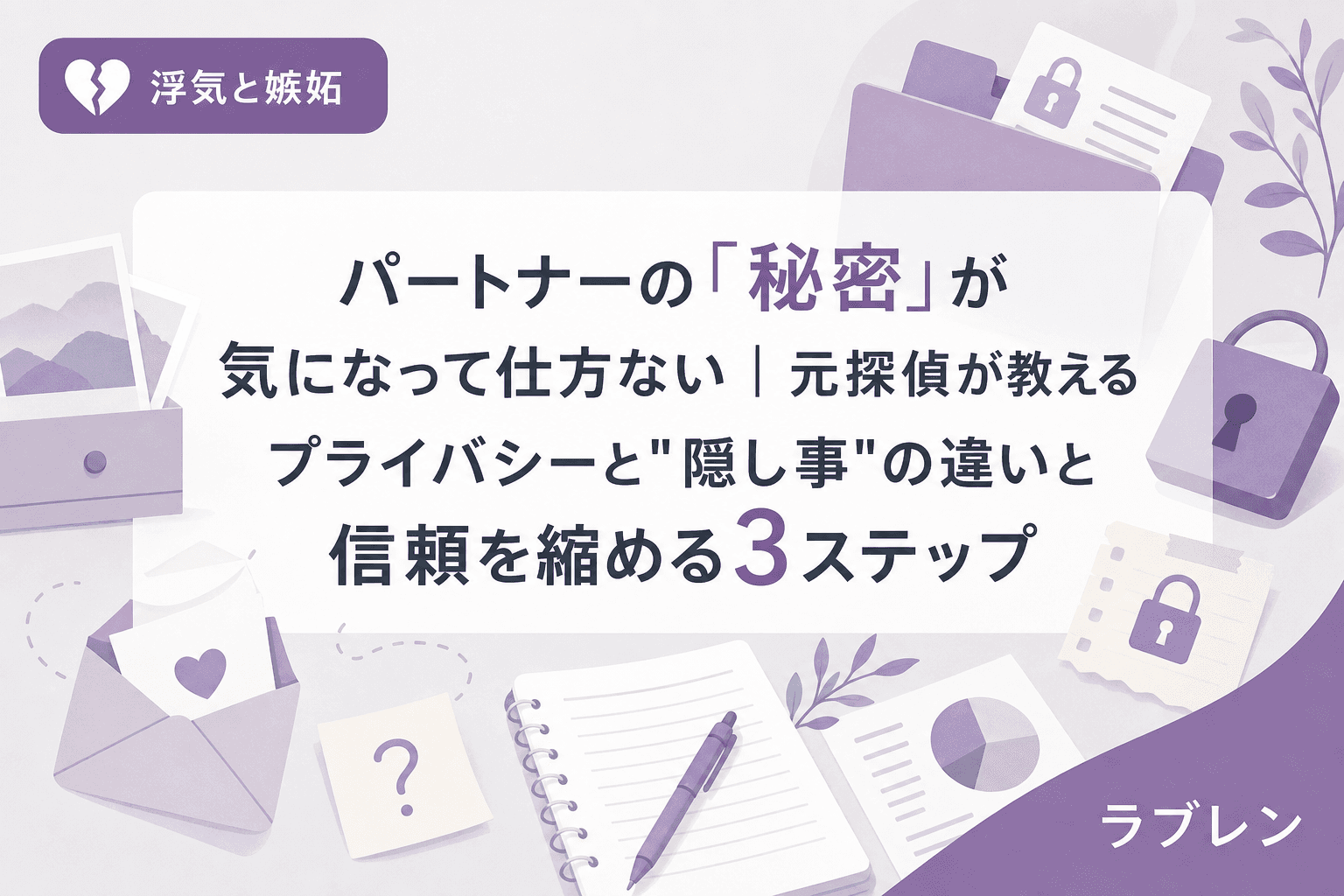 パートナーの「秘密」が気になって仕方ない|元探偵が教えるプライバシーと"隠し事"の違いと信頼を縮める3ステップ