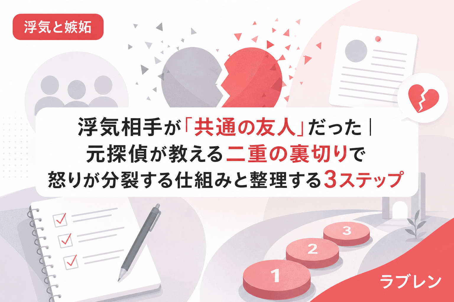 浮気相手が「共通の友人」だった|元探偵が教える二重の裏切りで怒りが分裂する仕組みと整理する3ステップ