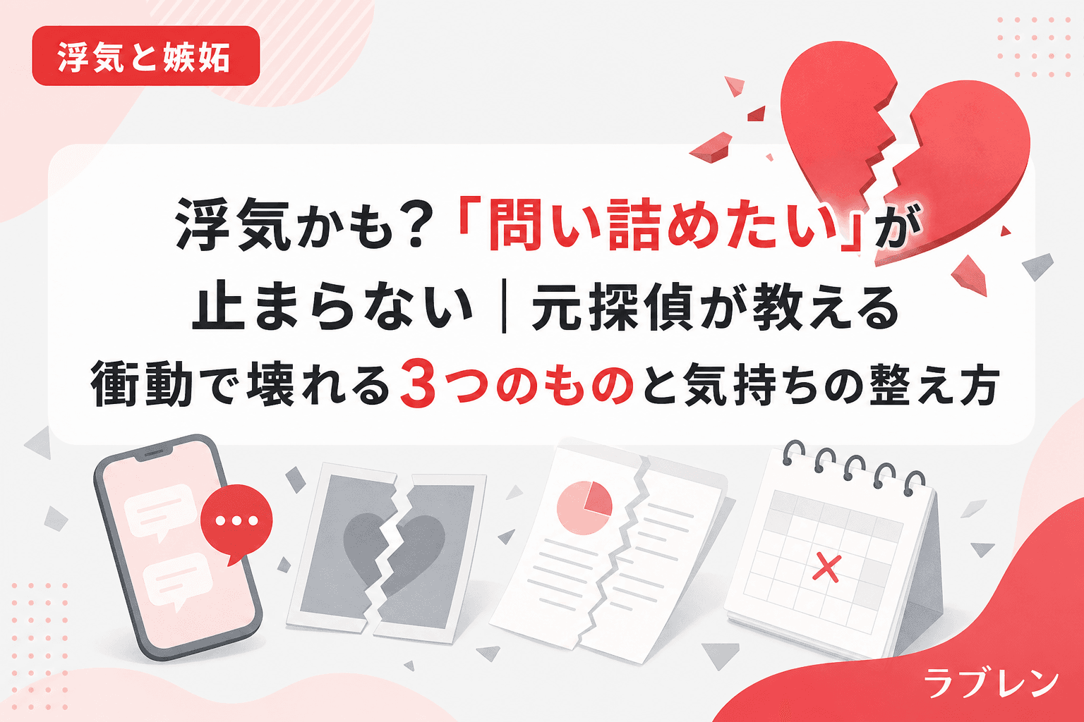 浮気かも?「問い詰めたい」が止まらない|元探偵が教える衝動で壊れる3つのものと気持ちの整え方